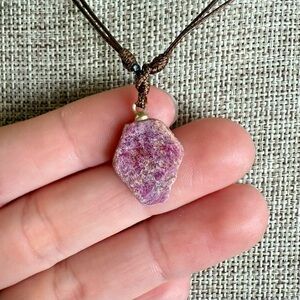 Grunge 90s boho genuine raw ruby necklace